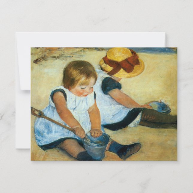 Invitación Los niños de Mary Cassatt en la playa (1884) (Anverso)