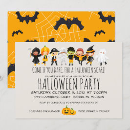 Invitación Los niños disfrazan celebración de Halloween amist