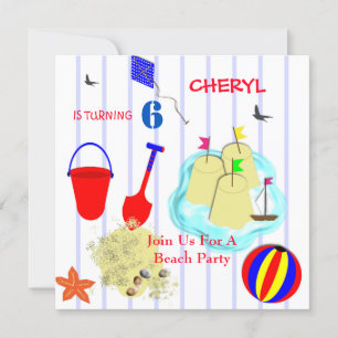 Invitación Los niños Fiestas de la playa