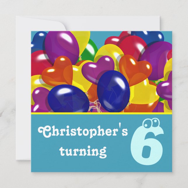 Invitación Los niños fiestas globan cualquier edad (Anverso)