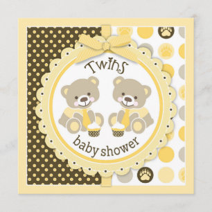 Invitación Los niños gemelos Teddy tienen lazos con Baby Show