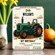 Los niños retro chico genial tractor primer cumple