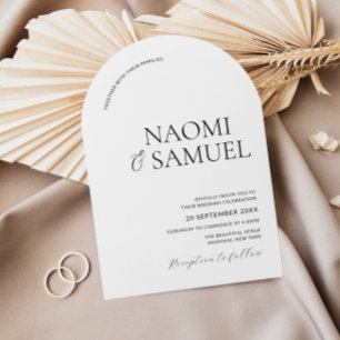 Invitación Los nombres negrita modernos Arch Black & White Bo