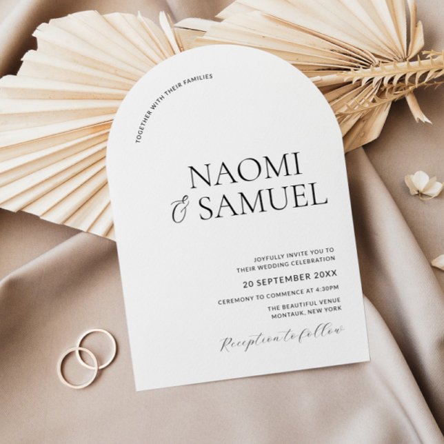 Invitación Los nombres negrita modernos Arch Black & White Bo (Subido por el creador)