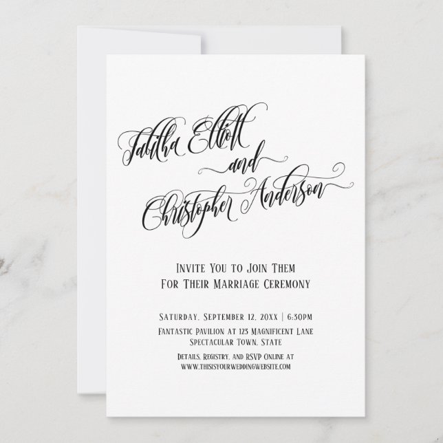 Invitación Los nombres personalizados en el Boda de scripts d (Anverso)