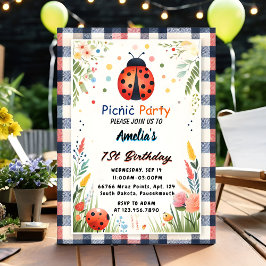 Invitación Los nuevos Chicas aman el Bug Picnic Polka Dot 1er