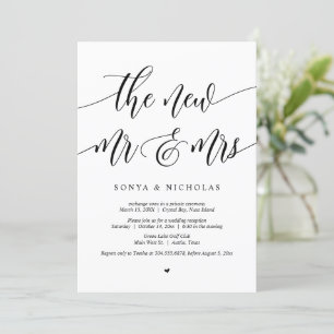 Invitación Los nuevos Sr y Sra, Fiesta de Boda Fugaz