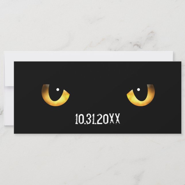 Invitación Los ojos de gato asustadizos de Halloween (Anverso)
