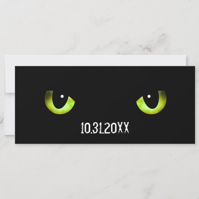 Invitación Los ojos verdes de un gato de Halloween (Anverso)