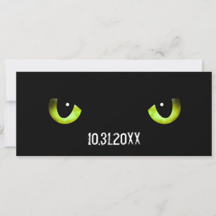 Invitación Los ojos verdes de un gato de Halloween