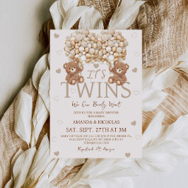 Invitación Los osos gemelos apenas esperan la fiesta de revel