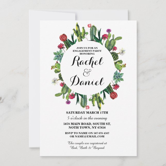 Invitación Los pares de los cactus de la fiesta del cactus (Anverso)