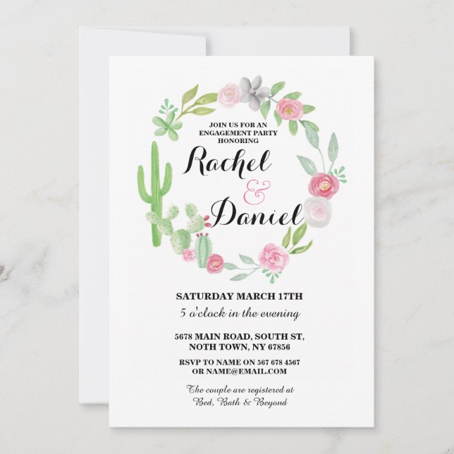 Invitación Los pares de los cactus de la fiesta del cactus (Anverso)