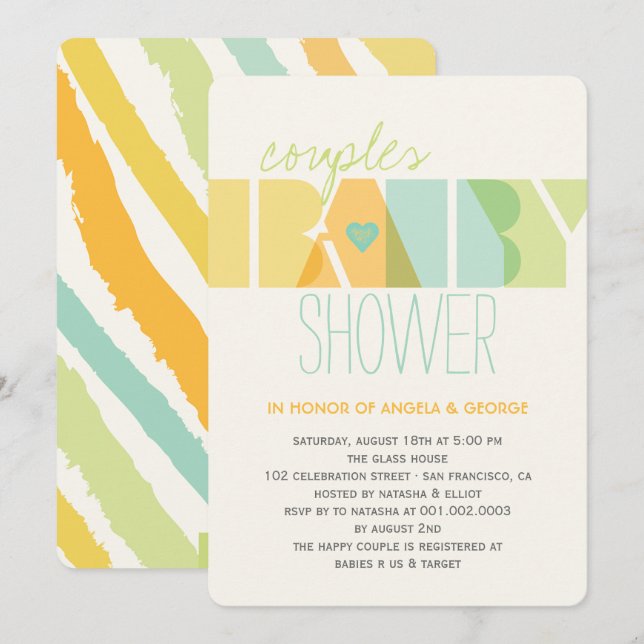 Invitación Los pares transparentes modernos Baby Shower del (Anverso / Reverso)