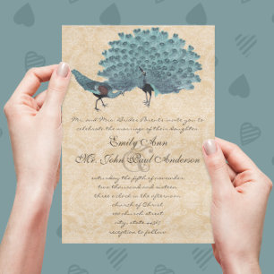 Invitación Los Peacocks Aqua Que Elige El Color De Fondo