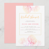 Los Peonies Rosa Dorados Elegante Ducha Bridal Mod