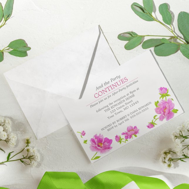 Invitación Los Peonies Rosa Florecen Verde Después De Invitac (Subido por el creador)