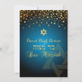 Invitación Los PixDezines deslumbraron oro/Bar Mitzvah/DIY ve