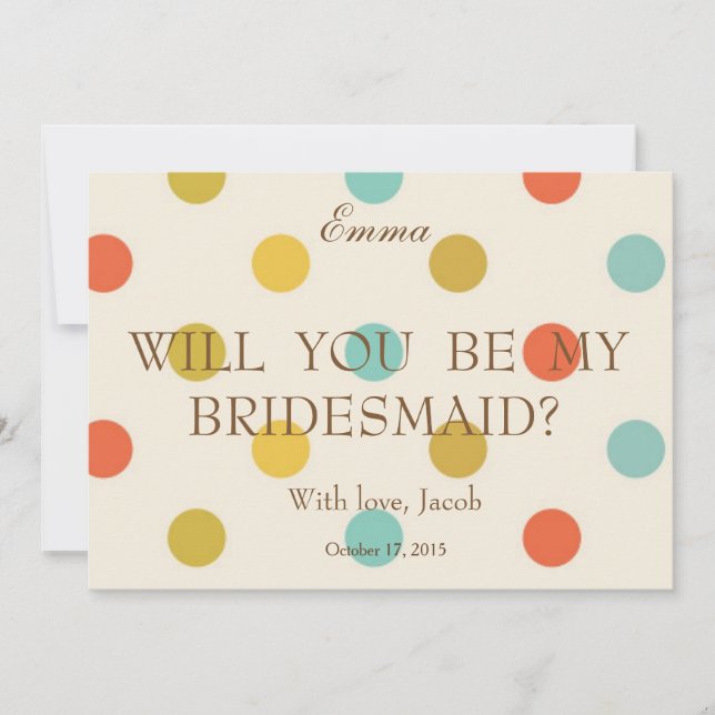 Invitación Los Polkadots Coloridos Serán Mi Novia (Anverso)