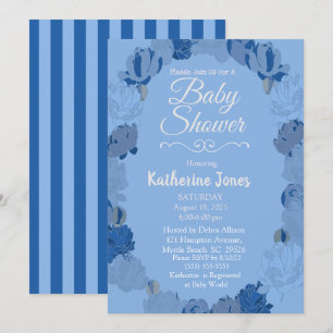Invitación Los pueblos azules y grises veneran Baby Shower