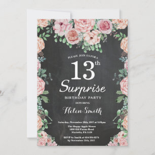 Invitación Los pueblos rosados florales sorprenden a los 13 a