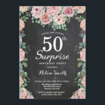 Invitación Los pueblos rosados florales sorprenden el cumplea<br><div class="desc">Los pueblos rosados florales sorprenden a las mujeres con la invitación por el 50 aniversario. Flor floral acuarela. Elegantes flores rosas y peones. Cumpleaños de adultos. Fondo del tablero.Blanco y negro. 13. 15. 16. 18. 20. 21. 30. 40. 50. 60. 70. 80. 90. 100. Cualquier edad. Para más personalización, haga...</div>