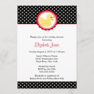 Invitación Los puntos de polka blanco y negro engañan a Baby 
