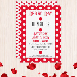 Invitación Los puntos de seda jockey rojo y blanco derby