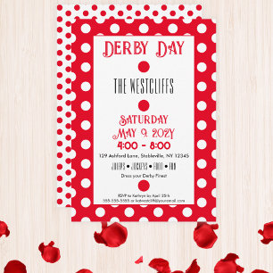 Invitación Los puntos de seda jockey rojo y blanco derby