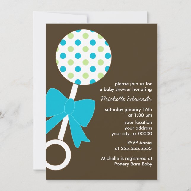Invitación Los puntos polacos agitan Baby Shower (Anverso)