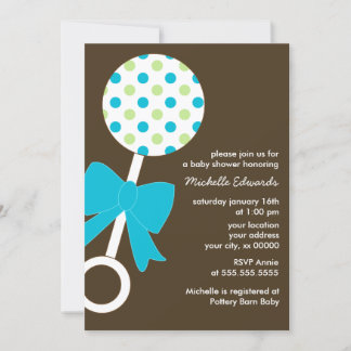 Invitación Los puntos polacos agitan Baby Shower