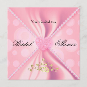 Invitación Los puntos rosados de polka satinan ducha de novia