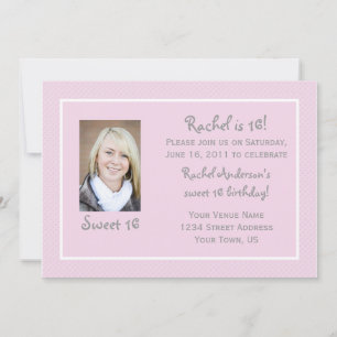 Invitación Los puntos rosados de polka son dulces 16 cumpleañ