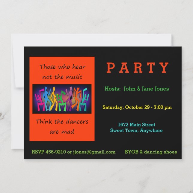 Invitación Los que oyen no la música pensar a bailarines (Anverso)
