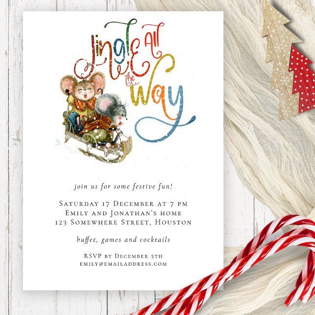 Invitación Los ratones divertidos cantan todo lo que los Navi (Festive cuteness sweet mice Jingle All The Way)