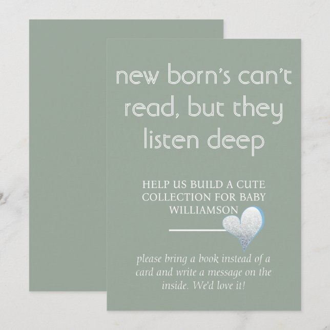 Invitación los recién nacidos no pueden leer, pero escuchan l (Anverso / Reverso)