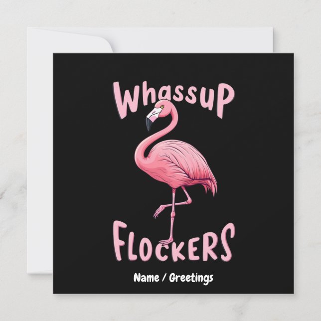 Invitación Los Relojes De Whassup Flamingo Diseñan Un Flamenz (Anverso)