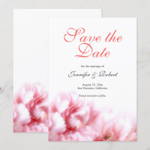 Invitación Los románticos claveles rosados salvan la fecha