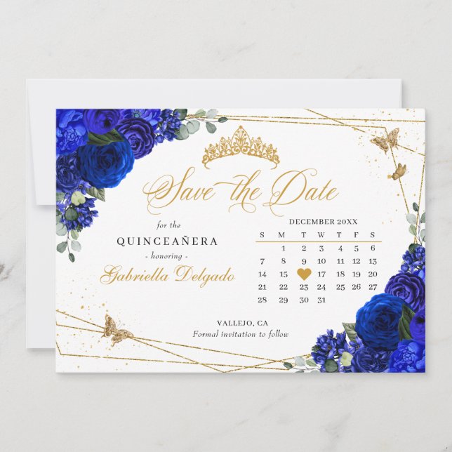 Invitación Los Rosas azules reales y la quinceañera de oro sa (Anverso)