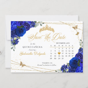 Invitación Los Rosas azules reales y la quinceañera de oro sa