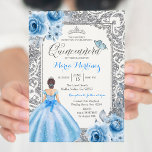 Invitación Los Rosas plateados y azules de la princesa<br><div class="desc">Rosas de plata princesa y azul invitación de quinceañera mis cinco años,  15 años, </div>