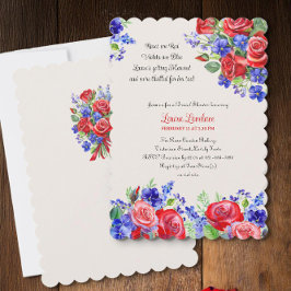 Invitación Los rosas son la ducha marrón floral roja vintage