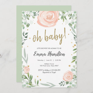 Invitación Los Rosas verdes de Baby Shower dejan al Boda rosa
