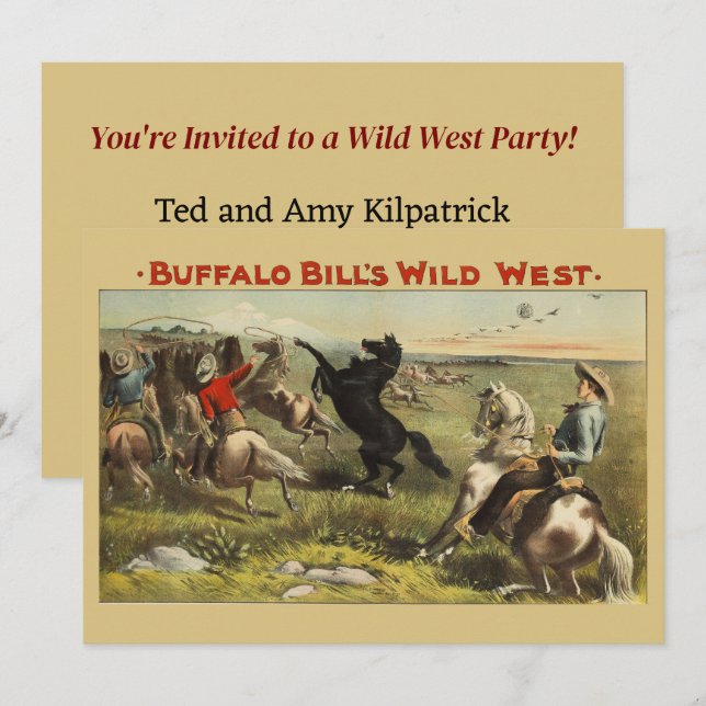 Invitación Los salvajes caballos occidentales de Buffalo Bill (Anverso / Reverso)