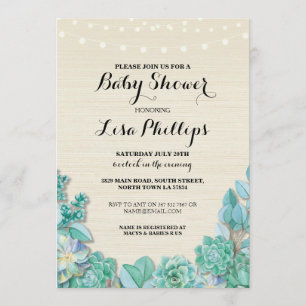 Invitación Los Succulents de la menta del fiesta de Baby