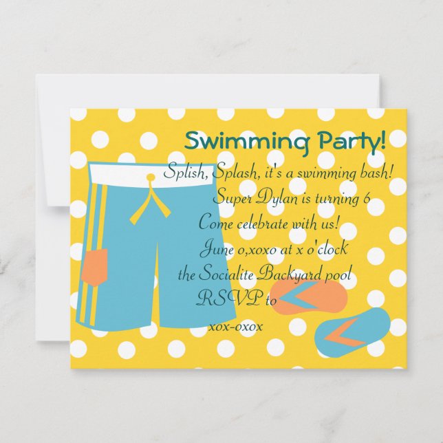 Invitación Los Swimtrunks Azules (Anverso)