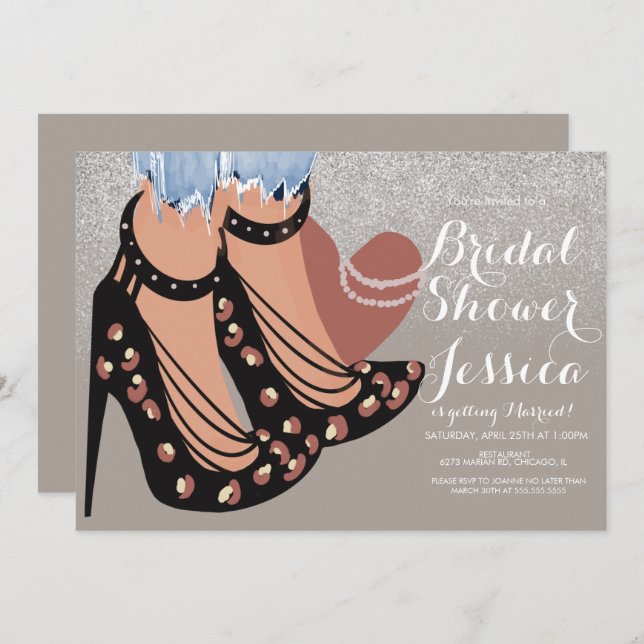 Invitación Los tacones de belleza de moda Jeans Bridal Shower (Anverso / Reverso)