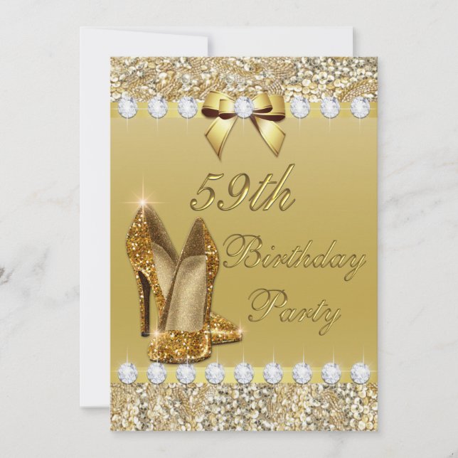 Invitación Los tacones de oro clásicos de los 59 años secuenc (Anverso)