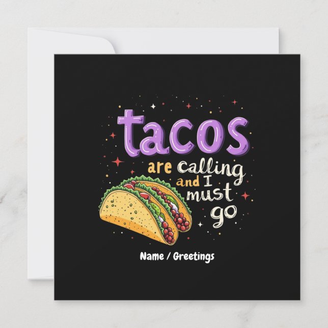 Invitación Los tacos están llamando y tengo que ir a comer (Anverso)