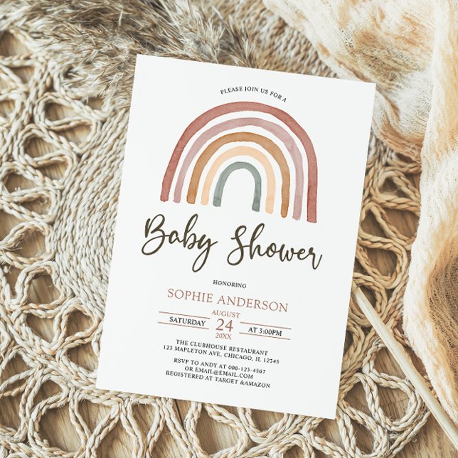Invitación Los tonos apagados boho arcoiris invitan a Baby Sh (Subido por el creador)